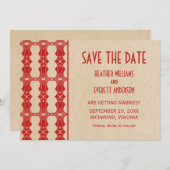 Rode Art Deco rand Save the Date uitnodiging (Voorkant / Achterkant)