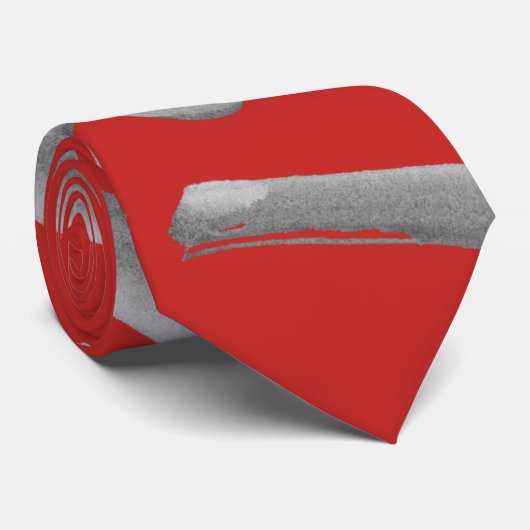 Rode Artistieke Vette Lettering Zen Brush Kalligra Stropdas (Opgerold)