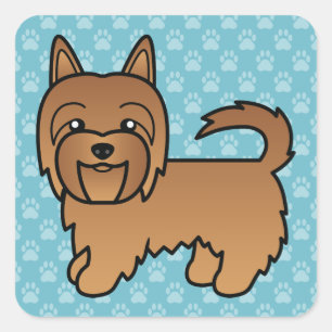 Rode Australische Terrier Honden Cartoon Illustrat Vierkante Sticker