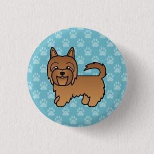 Rode Australische Terrierhond op Blauwe Kleur Ronde Button 3,2 Cm