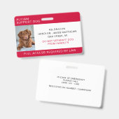 Rode Autismehulp Hond Foto Badge (Voor- en achterkant)