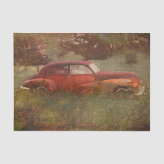  rode auto Antiek oude roestkunst ontkoppeling Tissuepapier (Voorkant)