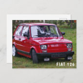  rode auto | Fiat 126 Briefkaart (Voorkant / Achterkant)