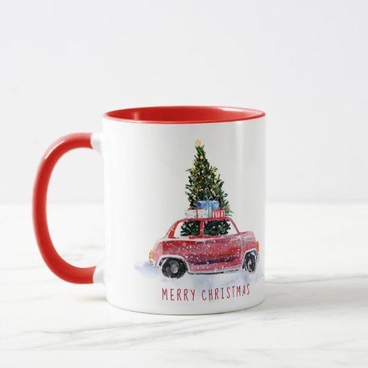  rode auto kerst Mok (Links)