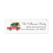 Rode Auto | Kerst Retouradres Label (Voorkant)