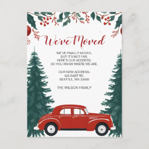 Rode Auto Kerst We Zijn Verhuisd Vakantieaankondig Briefkaart