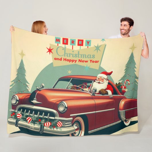 rode auto & kerstman fleece deken (In situ)