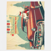 rode auto & kerstman fleece deken (Voorkant)