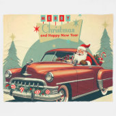 rode auto & kerstman fleece deken (Voorkant (Horizontaal))