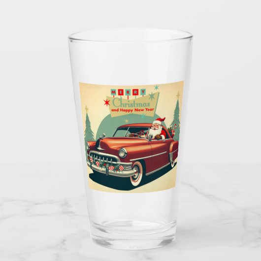 rode auto & kerstman glas (Voorkant)