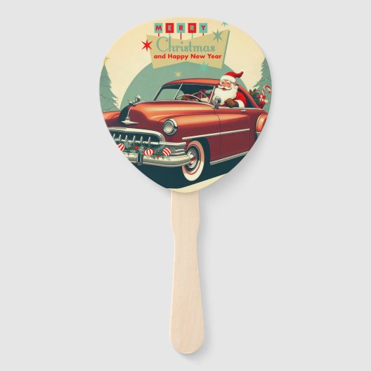 rode auto & kerstman handwaaier (Voorkant)