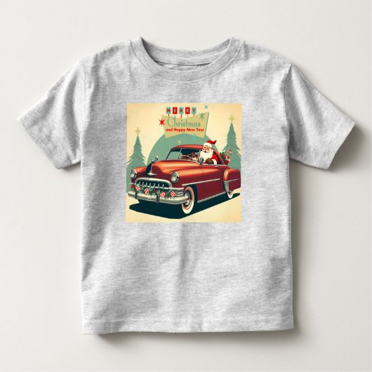 rode auto & kerstman kinder shirts (Voorkant)