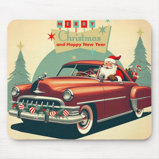 rode auto & kerstman muismat (Voorkant)