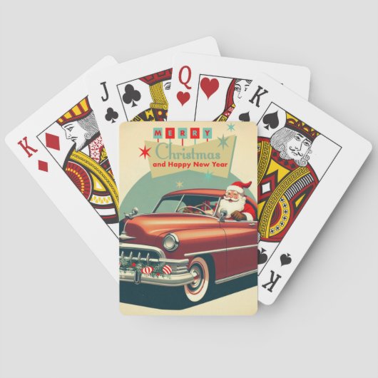  rode auto & kerstman pokerkaarten (Achterkant)