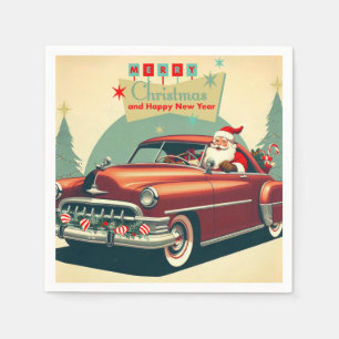  rode auto & kerstman servet