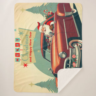  rode auto & kerstman sherpa deken