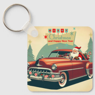  rode auto & kerstman sleutelhanger