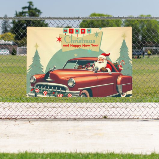 rode auto & kerstman spandoek (Insitu)