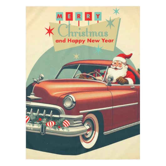 rode auto & kerstman tafelkleed (Voorkant)