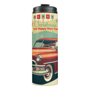 rode auto & kerstman thermosbeker
