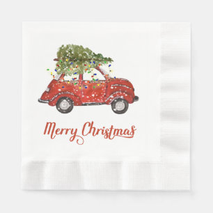 rode auto kerstpapier servetten