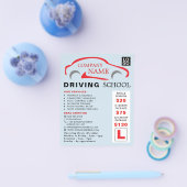 Rode auto Logo, Rijschool, Instructeur Advert Flyer (Enkel)