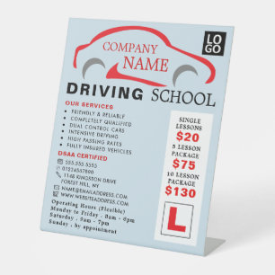 Rode auto Logo, Rijschool, Instructeur Advert Reclamebord Met Voetstuk