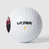  rode auto met chroom ornament golfballen (Logo)