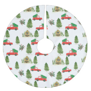 Rode auto met kerstboomvakantie kerstboom rok