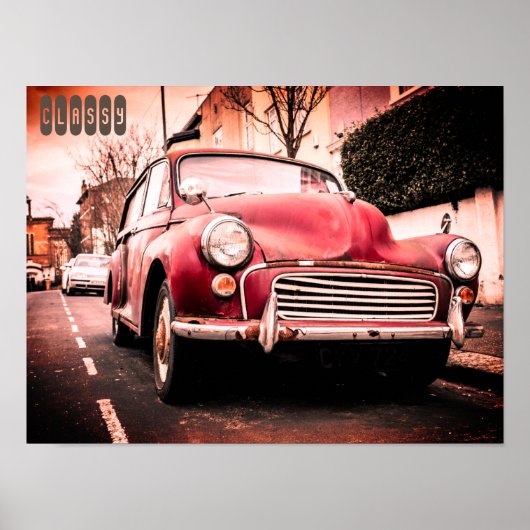  rode auto met onderschrift Classy Poster (Voorkant)