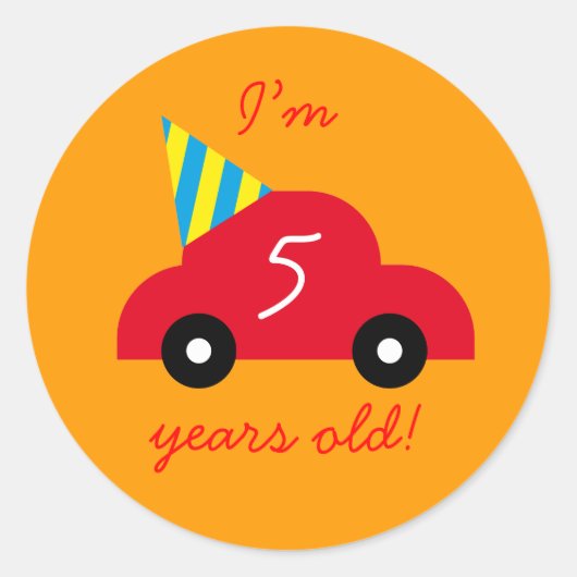 Rode auto ronde sticker (Voorkant)