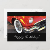 Rode auto - verjaardag briefkaart (Voorkant / Achterkant)