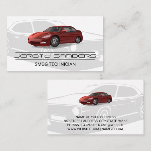 Rode auto visitekaartje (Voorkant / Achterkant)