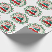  rode auto vrolijk kerstfeest cadeaupapier (Hoek)