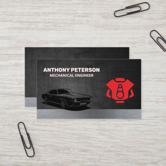 rode automotor | Automatisch winkelen | oldtimer Visitekaartje (Voorkant / Achterkant in situ)