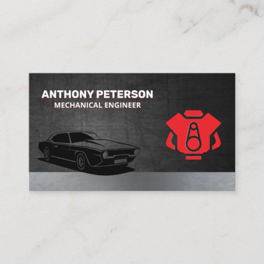 rode automotor | Automatisch winkelen | oldtimer Visitekaartje (Voorkant)