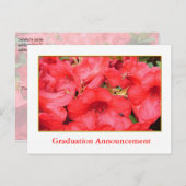 Rode azalea bloemen afstuderen aankondiging (Voorkant / Achterkant)