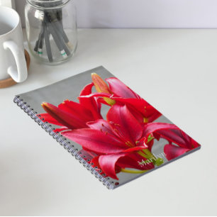 Rode Aziatische Lelies Gepersonaliseerde Bloemen Notitieboek