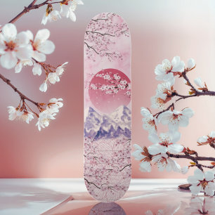 Rode Aziatische Oosterse Japanse Kersenbloesem Maa Skateboard