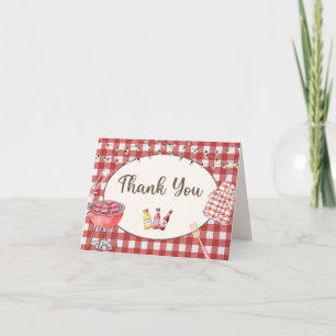 Rode Baby-Q baby shower bedankkaart