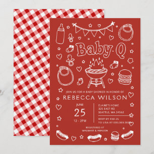Rode Baby Q Bbq Grill Baby Shower Kaart