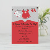 Rode Baby shower Kaart (Staand voorkant)