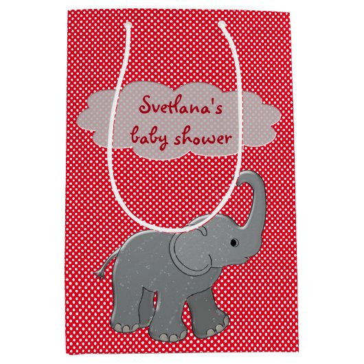 rode baby shower olifant medium cadeauzakje (Voorkant)
