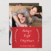 Rode Baby's Eerste Kerst Foto Kaarten (Voorkant / Achterkant)