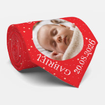 Rode babysfoto naam jaar vaderscadeau