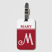 Rode bagagelabel met monogram (Voorkant (verticaal))