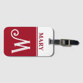 Rode bagagelabel met monogram (Voorkant (horizontaal))