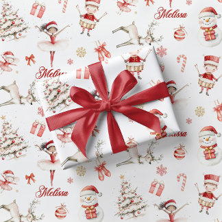Rode Ballerina Kerst Inpakpapier Kinderen
