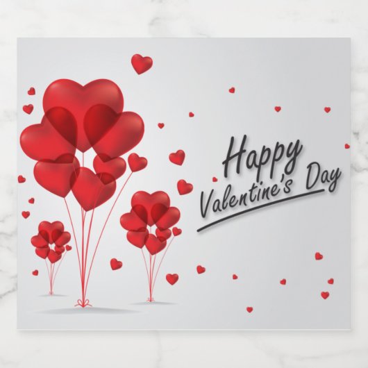 Rode ballon met Happy Valentijnsdag Sparkling Wijnetiket (Enkel label)