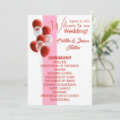Rode ballonnen. Elegant Ceremony-programma Kaart (Staand voorkant)